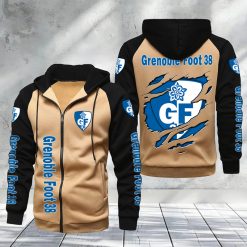 Grenoble Foot 38 – Hoodie zippé raglan Nouveau Design Nouvelle édition