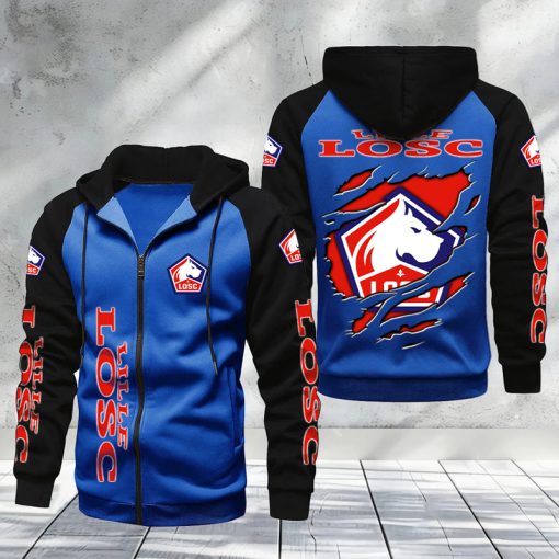 LOSC Lille – Hoodie zippé raglan Nouveau Design Nouvelle édition LOSC Lille – Hoodie zippé raglan Nouveau Design Nouvelle édition