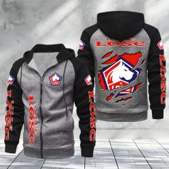 LOSC Lille – Hoodie zippé raglan Nouveau Design Nouvelle édition