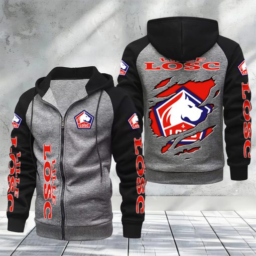 LOSC Lille – Hoodie zippé raglan Nouveau Design Nouvelle édition