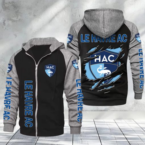 Le Havre AC – Hoodie zippé raglan Nouveau Design Nouvelle édition Le Havre AC – Hoodie zippé raglan Nouveau Design Nouvelle édition
