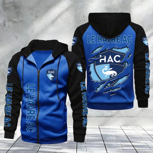 Le Havre AC – Hoodie zippé raglan Nouveau Design Nouvelle édition Le Havre AC – Hoodie zippé raglan Nouveau Design Nouvelle édition