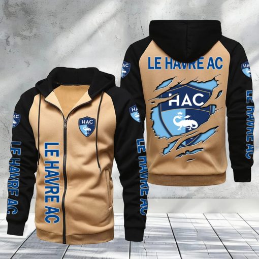 Le Havre AC – Hoodie zippé raglan Nouveau Design Nouvelle édition Le Havre AC – Hoodie zippé raglan Nouveau Design Nouvelle édition