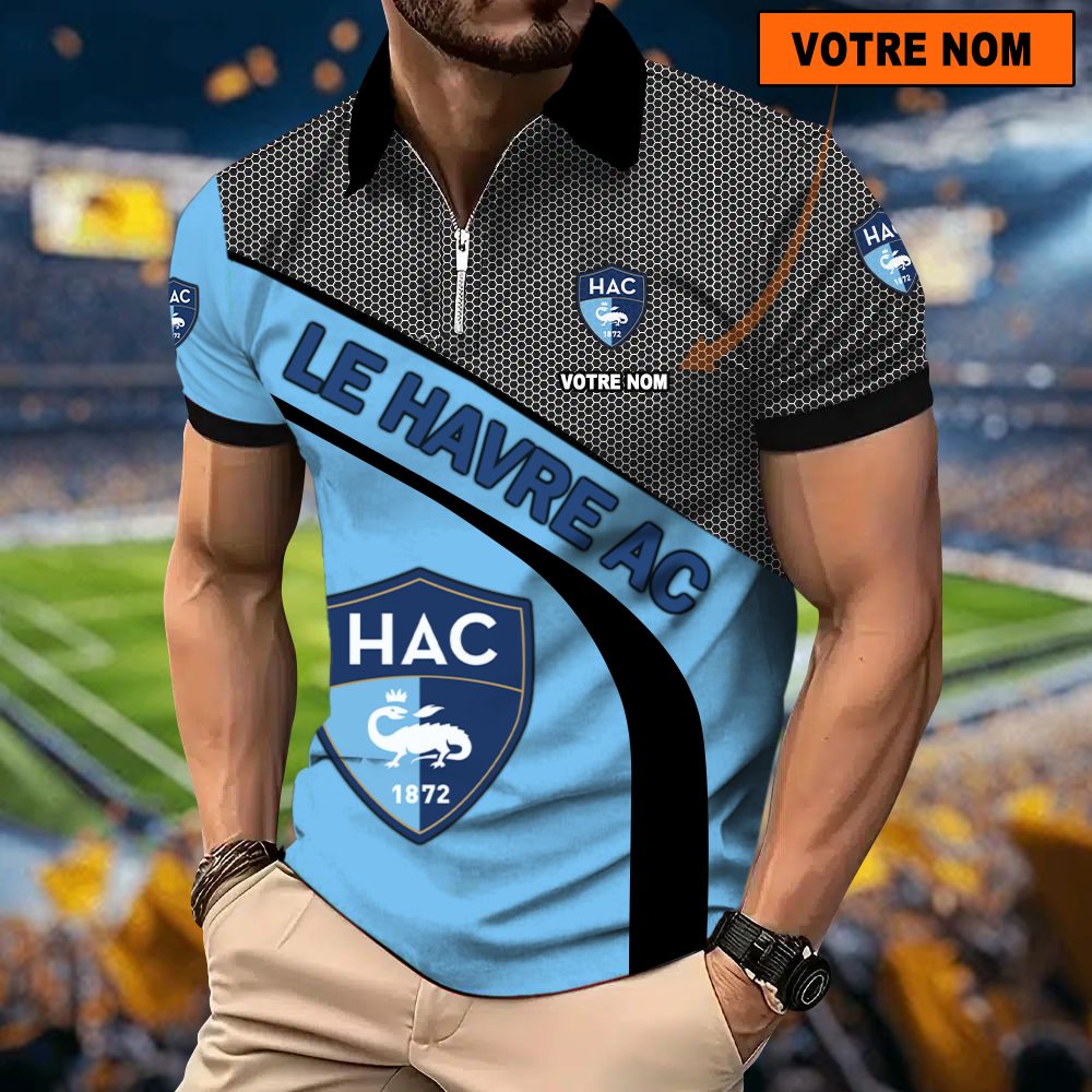 Le Havre AC – Polo à fermeture éclair Nouveau Design Avec Nom Personnalisé Le Havre AC – Polo à fermeture éclair Nouveau Design Avec Nom Personnalisé