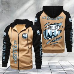 Le Puy Foot 43 Auvergne – Hoodie zippé raglan Nouveau Design Nouvelle édition