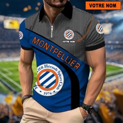 Montpellier HSC – Polo à fermeture éclair Nouveau Design Avec Nom Personnalisé
