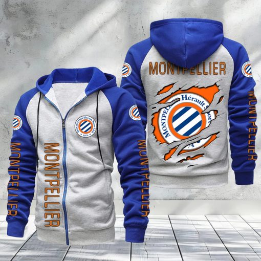 Montpellier HSC – Hoodie zippé raglan Nouveau Design Nouvelle édition Montpellier HSC – Hoodie zippé raglan Nouveau Design Nouvelle édition