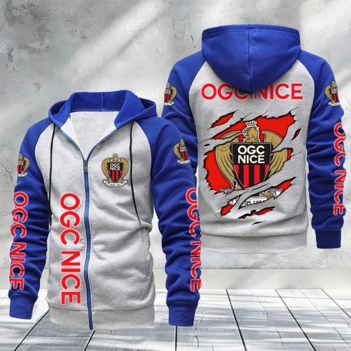 OGC Nice – Hoodie zippé raglan Nouveau Design Nouvelle édition OGC Nice – Hoodie zippé raglan Nouveau Design Nouvelle édition