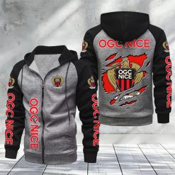 OGC Nice – Hoodie zippé raglan Nouveau Design Nouvelle édition