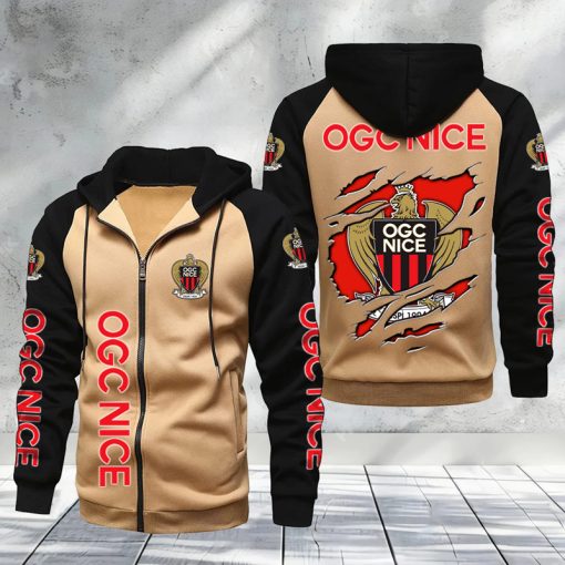 OGC Nice – Hoodie zippé raglan Nouveau Design Nouvelle édition OGC Nice – Hoodie zippé raglan Nouveau Design Nouvelle édition