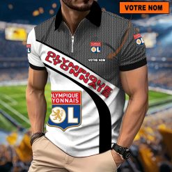 Olympique Lyonnais – Polo à fermeture éclair Nouveau Design Avec Nom Personnalisé