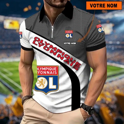 Olympique Lyonnais – Polo à fermeture éclair Nouveau Design Avec Nom Personnalisé