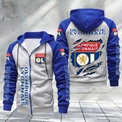 Olympique Lyonnais – Hoodie zippé raglan Nouveau Design Nouvelle édition