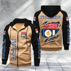 Olympique Lyonnais – Hoodie zippé raglan Nouveau Design Nouvelle édition
