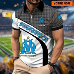 Olympique de Marseille – Polo à fermeture éclair Nouveau Design Avec Nom Personnalisé