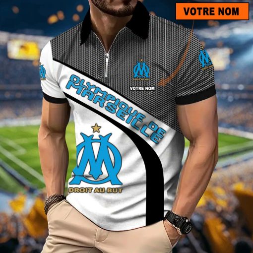 Olympique de Marseille – Polo à fermeture éclair Nouveau Design Avec Nom Personnalisé