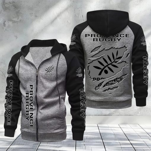 Provence Rugby – Hoodie zippé raglan Nouveau Design Nouvelle édition