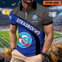 RC Strasbourg Alsace – Polo à fermeture éclair Nouveau Design Avec Nom Personnalisé