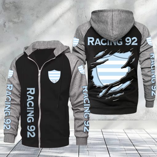 Racing 92 – Hoodie zippé raglan Nouveau Design Nouvelle édition Racing 92 – Hoodie zippé raglan Nouveau Design Nouvelle édition