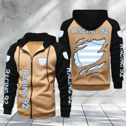 Racing 92 – Hoodie zippé raglan Nouveau Design Nouvelle édition