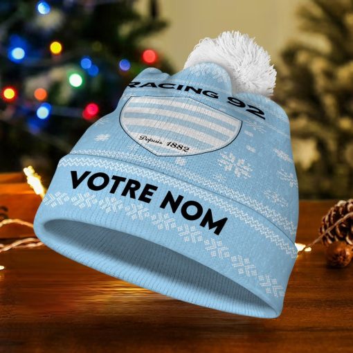 Racing 92 – Bonnet de Noël Nouvelle Version avec nom personnalisé