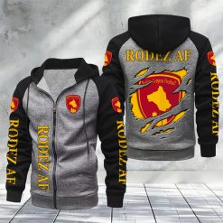Rodez AF – Hoodie zippé raglan Nouveau Design Nouvelle édition