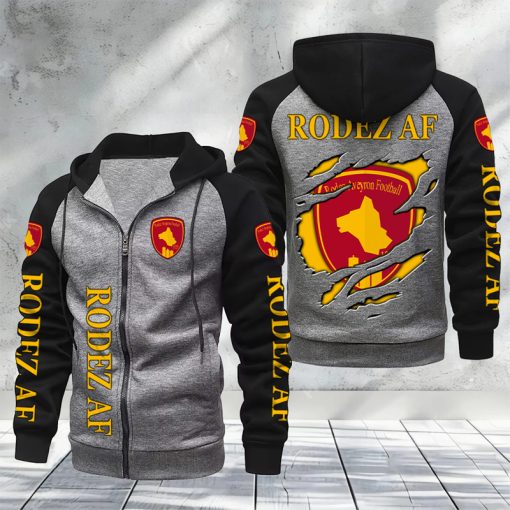 Rodez AF – Hoodie zippé raglan Nouveau Design Nouvelle édition