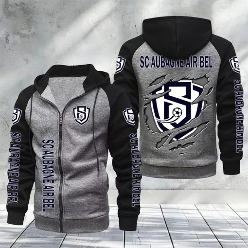 SC Aubagne Air Bel – Hoodie zippé raglan Nouveau Design Nouvelle édition