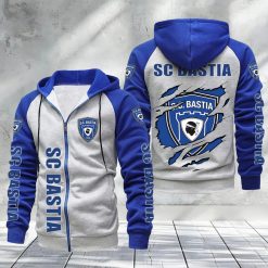 SC Bastia – Hoodie zippé raglan Nouveau Design Nouvelle édition