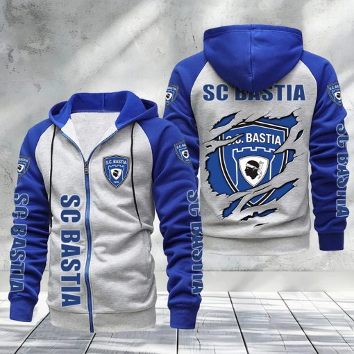 SC Bastia – Hoodie zippé raglan Nouveau Design Nouvelle édition