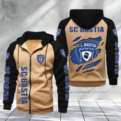 SC Bastia – Hoodie zippé raglan Nouveau Design Nouvelle édition