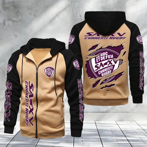 Soyaux-Angoulême XV – Hoodie zippé raglan Nouveau Design Nouvelle édition Soyaux-Angoulême XV – Hoodie zippé raglan Nouveau Design Nouvelle édition