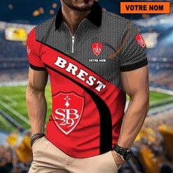 Stade Brestois 29 – Polo à fermeture éclair Nouveau Design Avec Nom Personnalisé