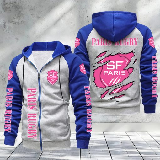 Stade Francais – Hoodie zippé raglan Nouveau Design Nouvelle édition Stade Francais – Hoodie zippé raglan Nouveau Design Nouvelle édition