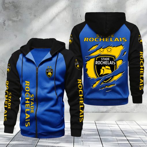 Stade Rochelais – Hoodie zippé raglan Nouveau Design Nouvelle édition Stade Rochelais – Hoodie zippé raglan Nouveau Design Nouvelle édition