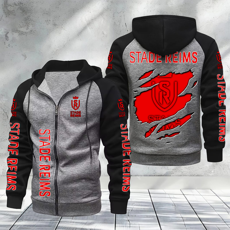 Stade de Reims – Hoodie zippé raglan Nouveau Design Nouvelle édition Stade de Reims – Hoodie zippé raglan Nouveau Design Nouvelle édition