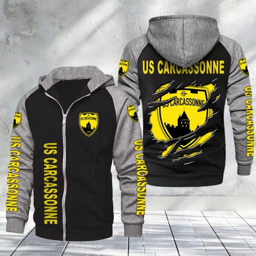 US Carcassonnaise – Hoodie zippé raglan Nouveau Design Nouvelle édition US Carcassonnaise – Hoodie zippé raglan Nouveau Design Nouvelle édition