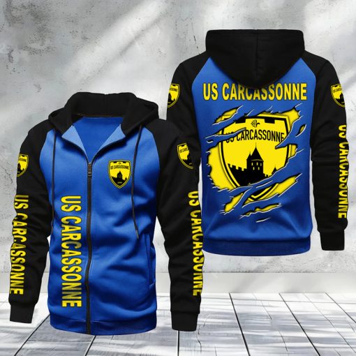US Carcassonnaise – Hoodie zippé raglan Nouveau Design Nouvelle édition US Carcassonnaise – Hoodie zippé raglan Nouveau Design Nouvelle édition