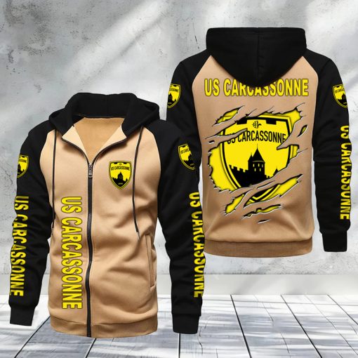 US Carcassonnaise – Hoodie zippé raglan Nouveau Design Nouvelle édition US Carcassonnaise – Hoodie zippé raglan Nouveau Design Nouvelle édition