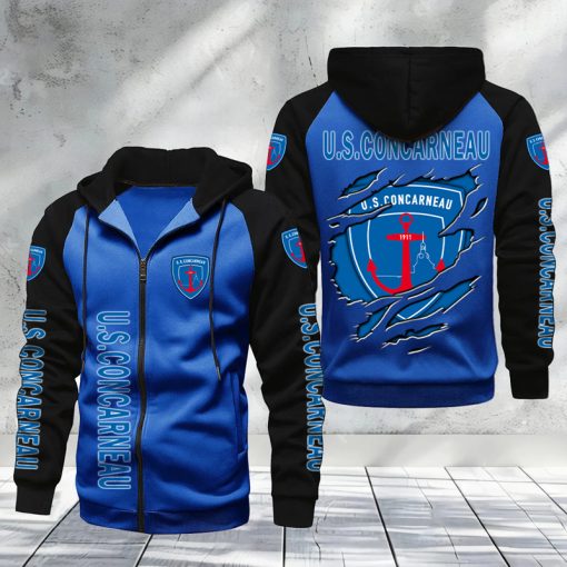 US Concarneau – Hoodie zippé raglan Nouveau Design Nouvelle édition US Concarneau – Hoodie zippé raglan Nouveau Design Nouvelle édition