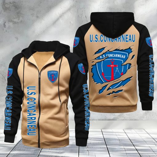 US Concarneau – Hoodie zippé raglan Nouveau Design Nouvelle édition US Concarneau – Hoodie zippé raglan Nouveau Design Nouvelle édition