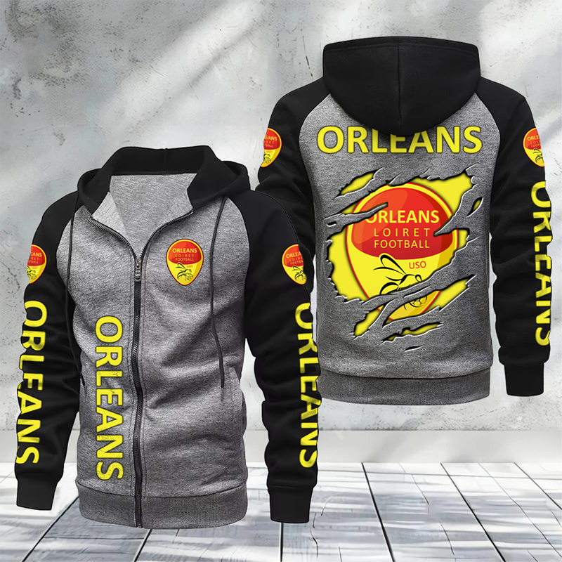US Orléans Loiret – Hoodie zippé raglan Nouveau Design Nouvelle édition US Orléans Loiret – Hoodie zippé raglan Nouveau Design Nouvelle édition