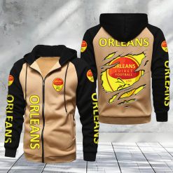 US Orléans Loiret – Hoodie zippé raglan Nouveau Design Nouvelle édition