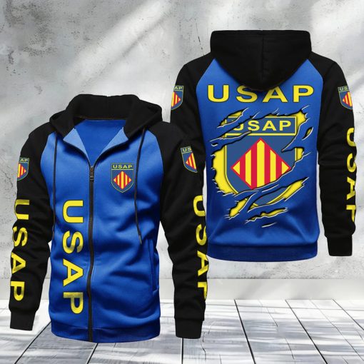 USA Perpignan – Hoodie zippé raglan Nouveau Design Nouvelle édition USA Perpignan – Hoodie zippé raglan Nouveau Design Nouvelle édition
