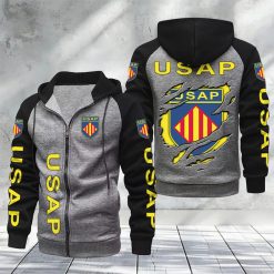 USA Perpignan – Hoodie zippé raglan Nouveau Design Nouvelle édition