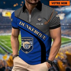 USL Dunkerque – Polo à fermeture éclair Nouveau Design Avec Nom Personnalisé