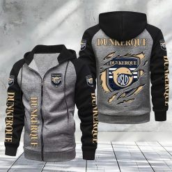 USL Dunkerque – Hoodie zippé raglan Nouveau Design Nouvelle édition