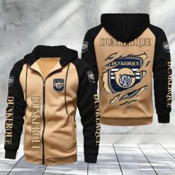 USL Dunkerque – Hoodie zippé raglan Nouveau Design Nouvelle édition