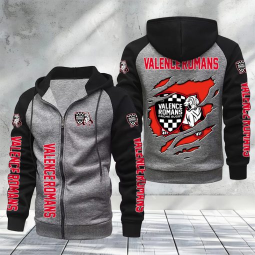 Valence Romans – Hoodie zippé raglan Nouveau Design Nouvelle édition