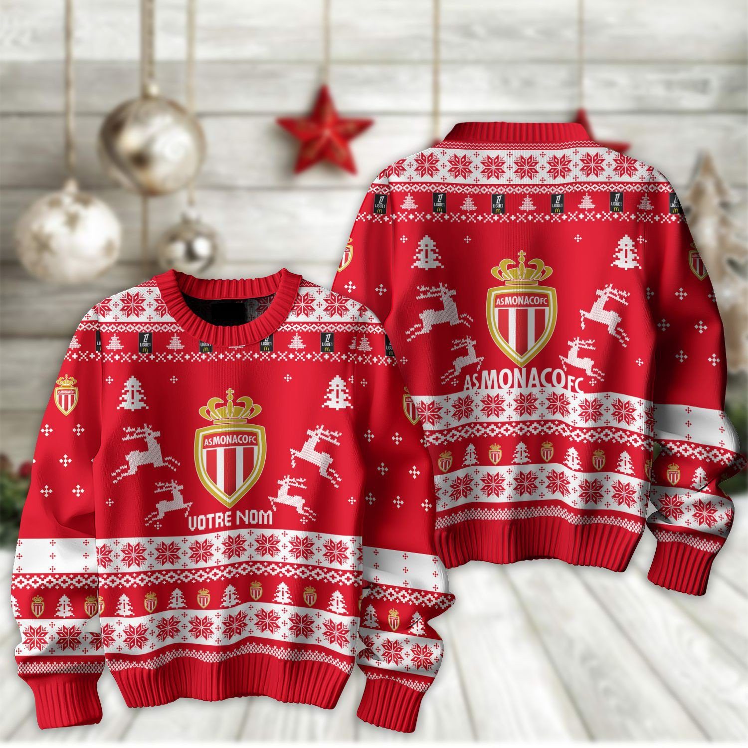 AS Monaco – Pull-over édition fan avec nom personnalisé AS Monaco – Pull-over édition fan avec nom personnalisé